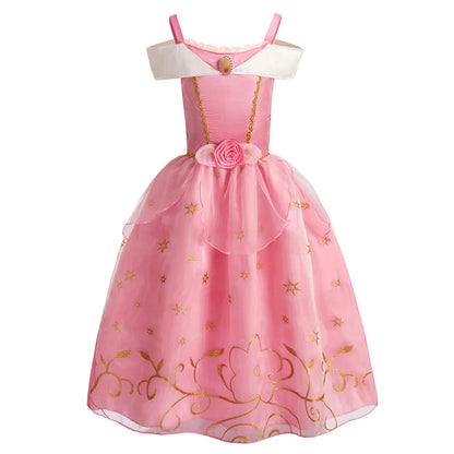 Girls Costume Sleeping Beauty Aurora Princess Party Rapunzel Halloween Snow White Cosplay Costume Kid Cinderella Dress up