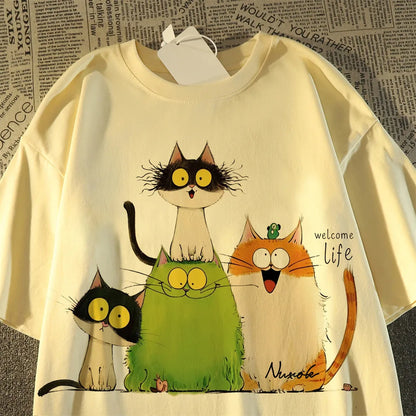 Women's Y2K Aesthetic T-Shirt, Colorful Bow Tie Print, Casual Streetwear Top