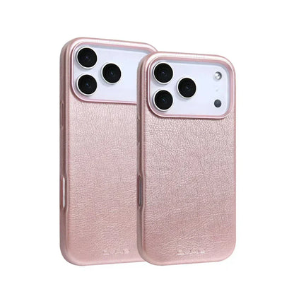 Magnetic Leather Texture MagSafe Phone Case for IPhone 17 16pro Max 15 14 Pro 13 Wireless Charging Alloy Lens Bumper Armor Cover
