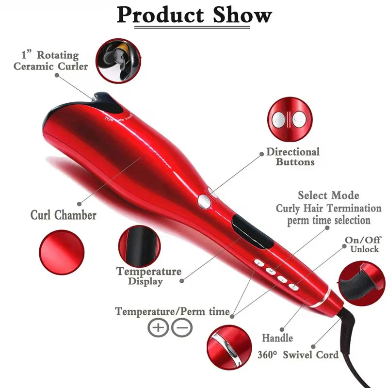Rose-shaped Multi-Function LCD Curling Iron Professional Hair Curler Styling Tools Curlers auto rotating ceramic hair curler