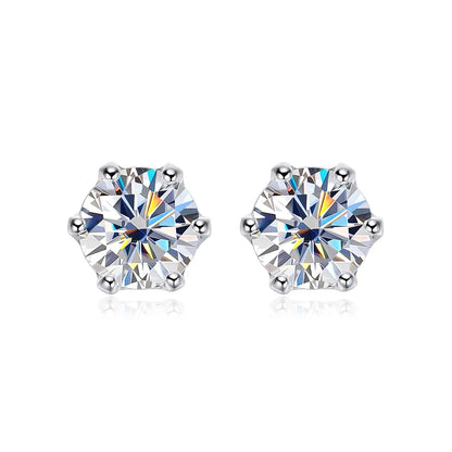 100% 925 Sterling Silver 0.2-2 Carat D Color Moissanite Diamond Stud Earrings For Women Sparkling Wedding Fine Jewelry