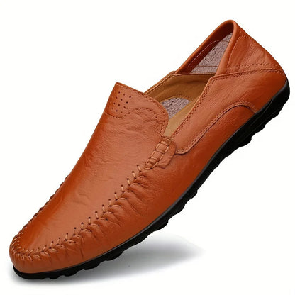 Men's Business Casual Shoes Leather Stitching Comfortable Breathable Rubber Bottom Second Layer Cowhide