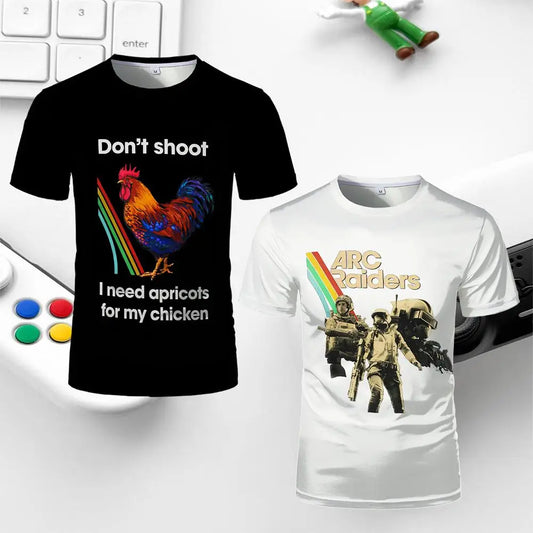 Don't Shoot ARC Raiders Graphic T-Shirt Unisex Trendy Streetwear Oversized Crew Neck Tops New Casual Men's Shirt For Gamers Gift