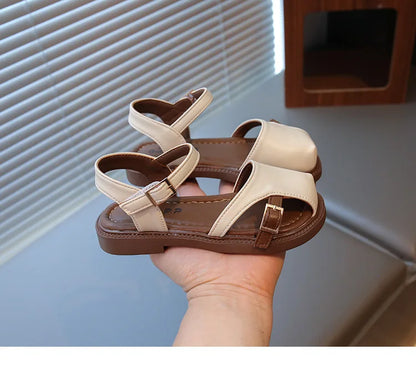 2026 Summer New Children's Princess Foreign Soft Sole Casual Anti-slippery Sole Toddler Toe Capped Beach Flats Elegant Shoes