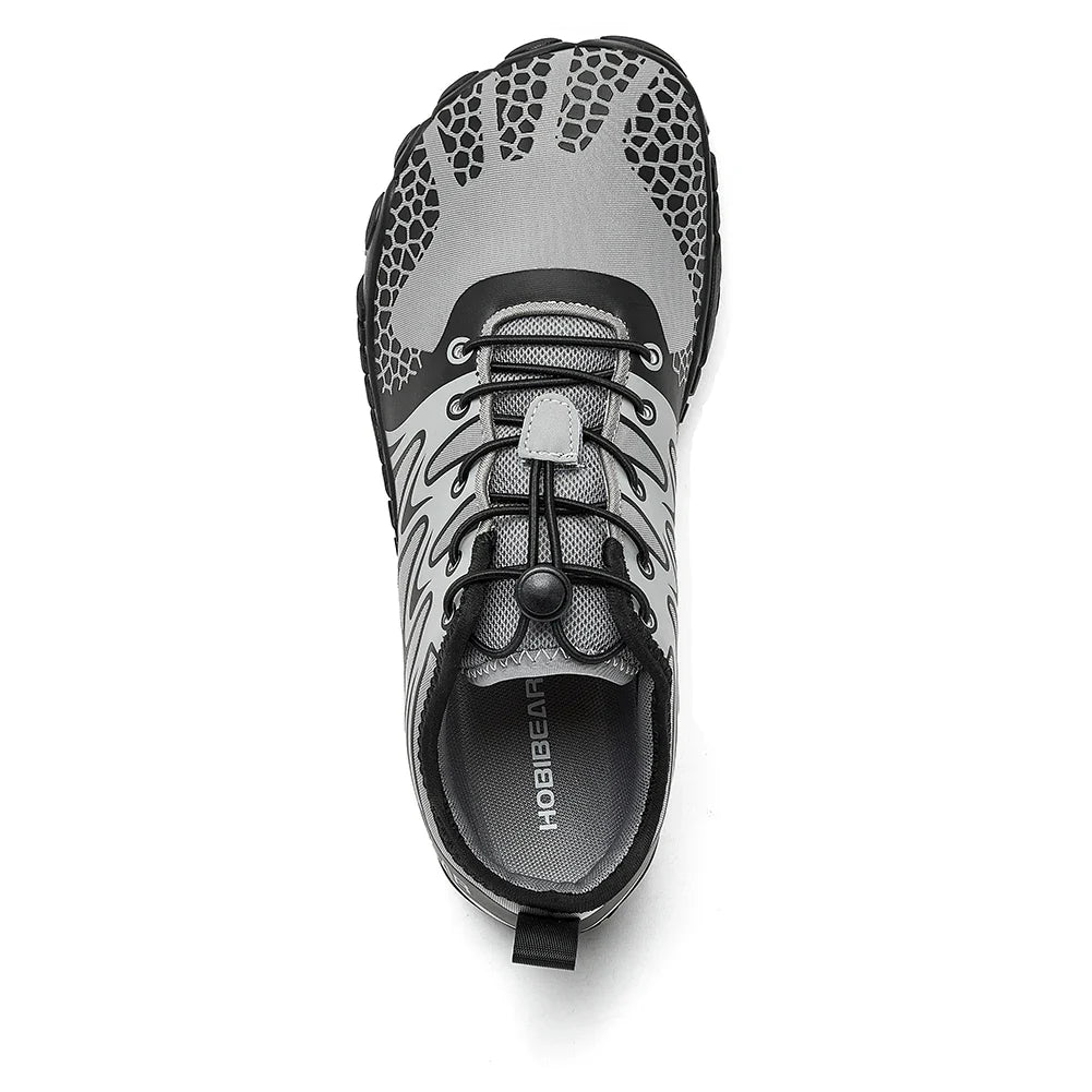 Wide Toe Barefoot Shoes for Unisex Artificial Leather Outdoor Walking Sneakers Zero Drop Minimalist Elastic Band Shoes