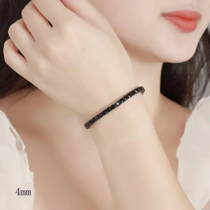 TY 3mm 4mm Black Moissanite Tennis Bracelet Full Diamond 925 Sterling Silver Plated 18k Hiphop Bracelets for Women Man