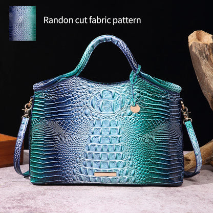 crocodile pattern colorful solid color high-end retro women's handbag