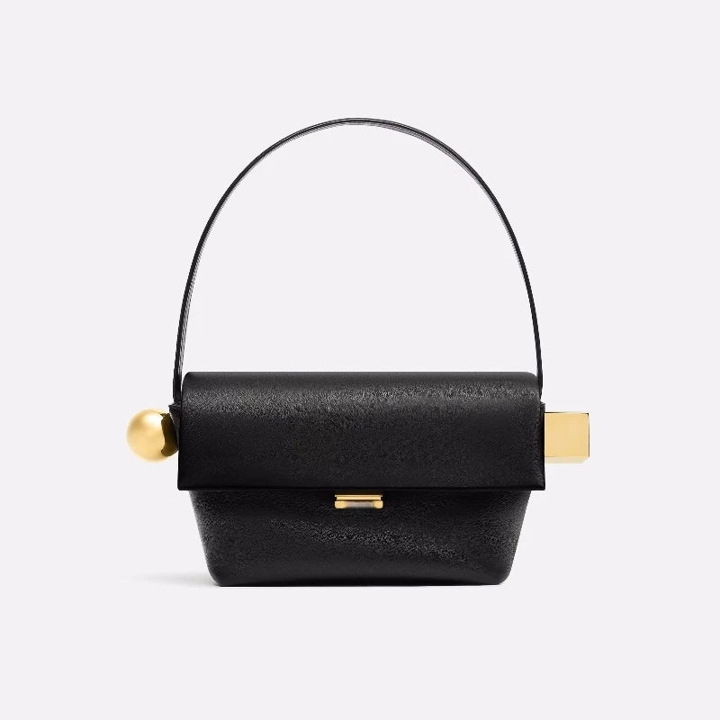 Women's Shoulder Bag with Flap, Solid Color Fashion Top Handle bag with Metal, Women's Luxury Design Handbag for Everyday Style