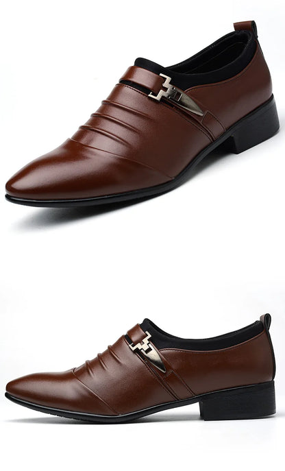 Classic White Men Dress Shoes 2024 Casual Business Leather Shoes for Men Point Toe Wedding Formal Shoes Men Size 46