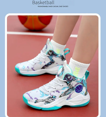 Children's basketball shoes non-slip breathable basketball training shoes with boys and girls basketball shoes sneakers 31-39