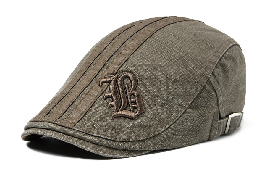 Men Beret Fashion Embroidery Flat Cap Summer Visor For Male