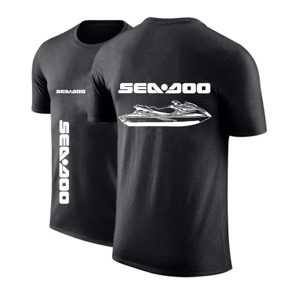 Sea Doo Seadoo Moto Men's New Summer Hot Sale Solid Color T-Shirts Casual Round-Neck Short-Sleeved Fashion Printing Top Clothing