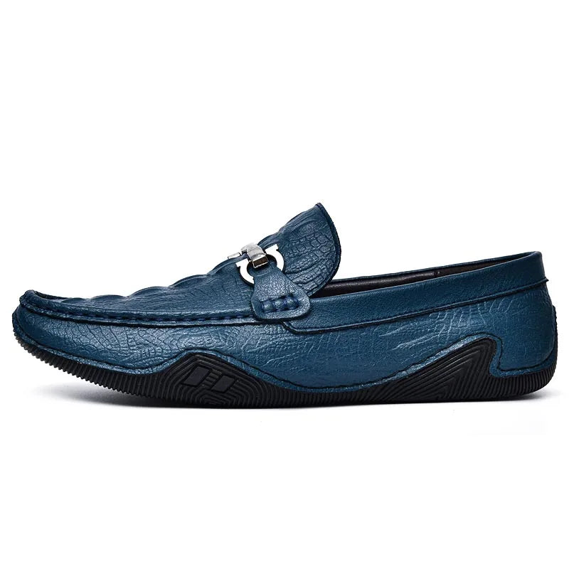 Blue Slip On Loafers Genuine Leather Casual Shoes Men Luxury Brand Designer Men's Moccasins Mocassin Homme Sales Discount