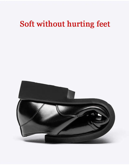 New Men 37-46 Men's Flat / 6CM Heightening Elevator Shoes Business Formal Leather Shoes Man British Casual Wedding Suit Shoes