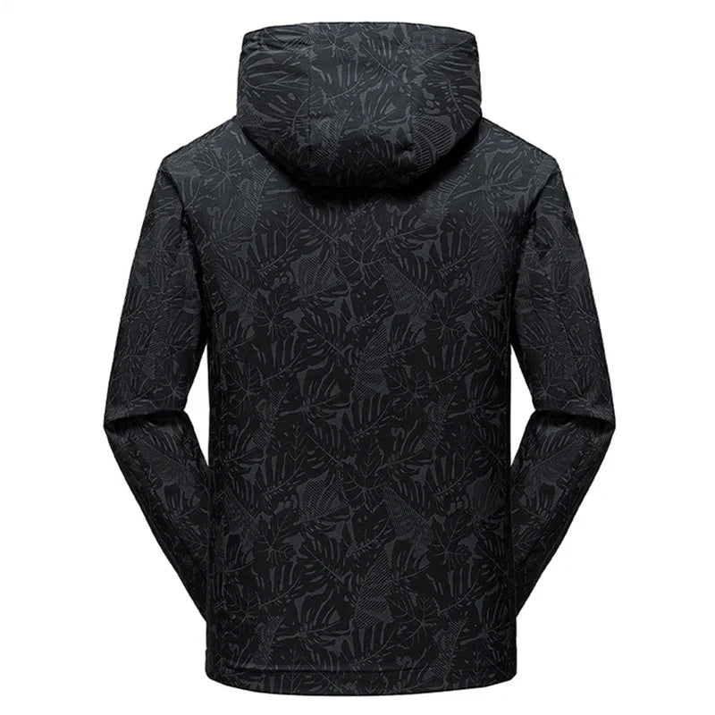 2025 Men's Casual Waterproof Windbreaker Jacket Full Zip Up Hooded Shell Outdoor Hiking Coat For Autumn Plus Size