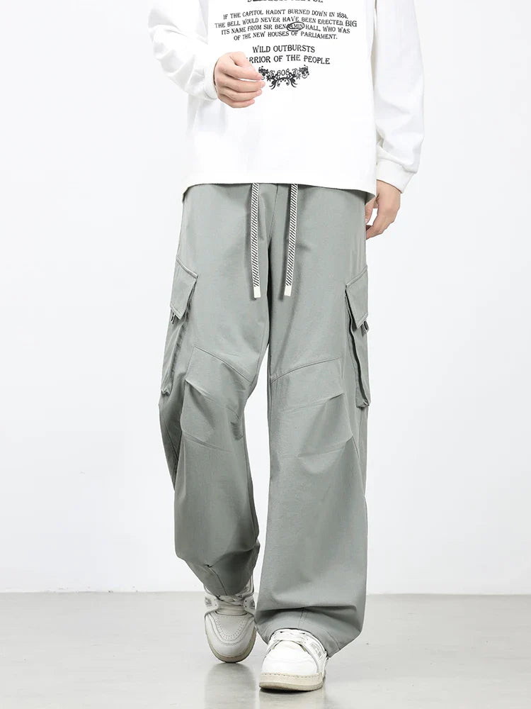 Summer Men's Cargo Pants with 5 Pockets Outdoor Quick Dry Casual Pants Lightweight and Cool Stretch Straight Trousers