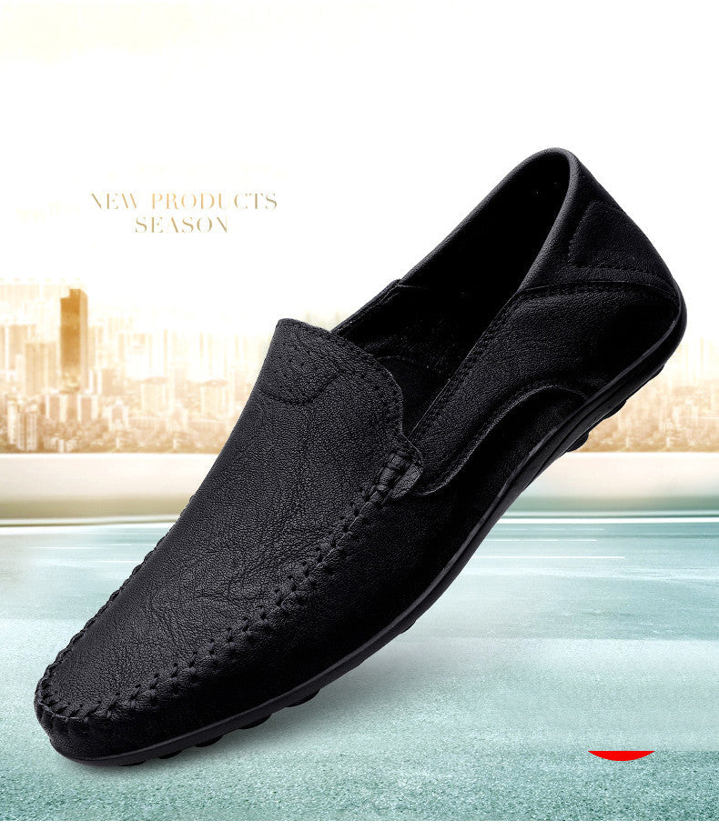 Fashion Men Casual Leather Shoes Luxury Italian Soft Men Loafers Handmade Moccasins Men Breathable Slip on Boat Shoes Plus Size