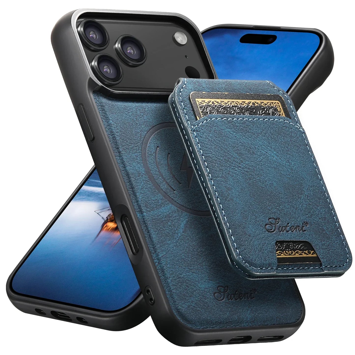 Wireless Charging Phone Case Magnet Card Holder Stand Faux Leather For iPhone 17 Pro Max 16 Plus 15 14 13 12