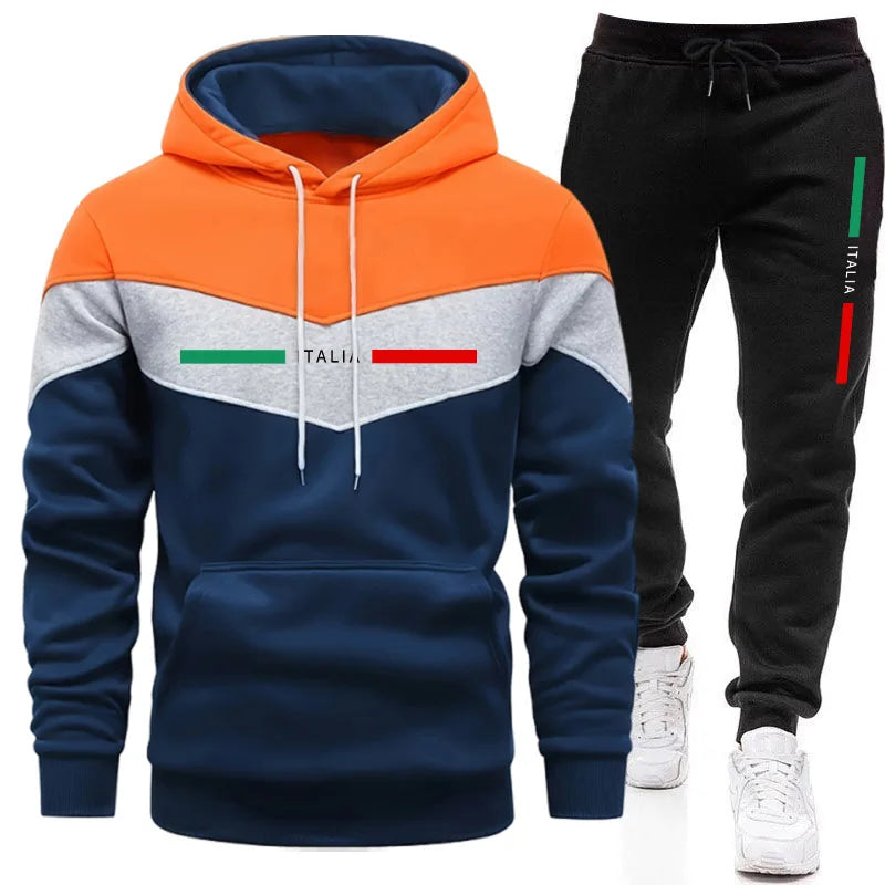 Casual Mens Tracksuit Print Sweatshirts Outdoors Fitness Sports Jogging Mens Clothing Hot Sales Warm Single Piece Hoodie Pants