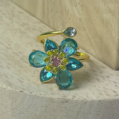 2025 New Trend Fine Jewelry Sets Charm Pink Blue Flower Crystal Fashion Original Luxury Necklace Earring Romantic Gift for Women