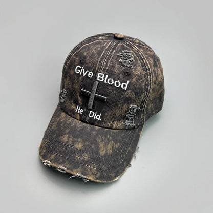 New Unisex Letter Tie-dye Embroidery American Vintage Baseball Hats Versatile Fashion ins Broken Breathable Casual Peaked Caps
