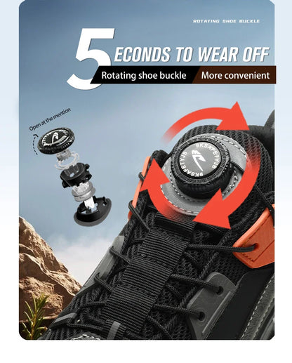 Rotary Buckle New Work Sneakers Lightweight Protective Shoes Safety Industrial Puncture-Proof Anti-smash Men Steel Toe Shoes