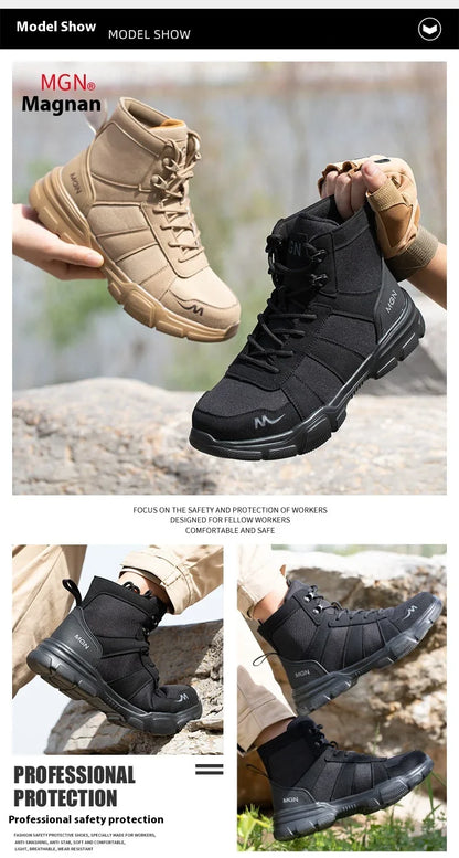 Camouflage Safety Boots Men and Women Work Indestructible Shoes Climbing Steel Toe Protective Boots Anti-puncture Safety Shoes