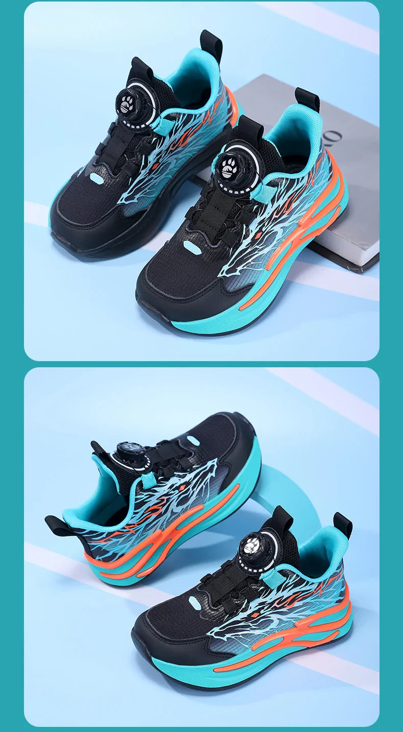 New Anti-skid Leather Kids Sneakers for Boys Running Walking Lightweight Casual Shoes With Fashion Dragon Pattern Size 31-38