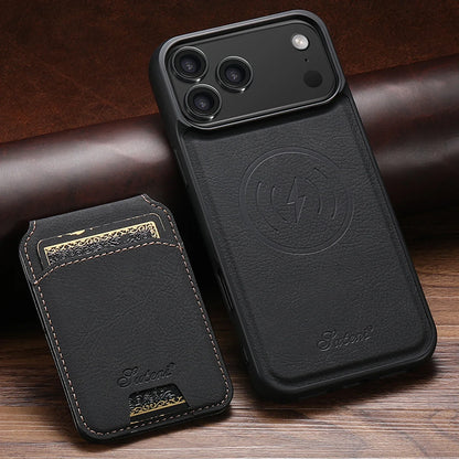 Wireless Charging Phone Case Magnet Card Holder Stand Faux Leather For iPhone 17 Pro Max 16 Plus 15 14 13 12