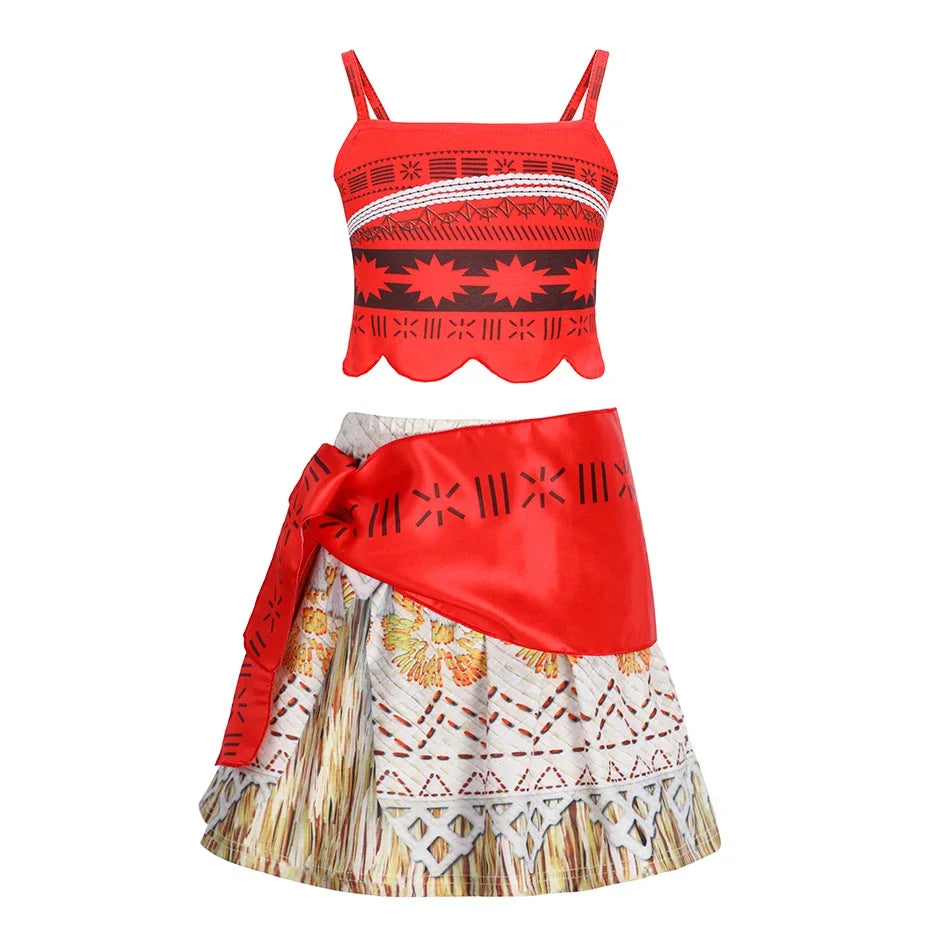 2024 New Movie Moana 2 Girl Dress Halloween Party Costume Princess Fancy Clothes Children Vaiana Outfit Dress