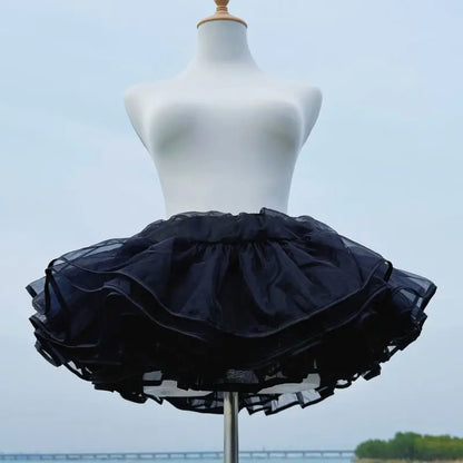 Lolita Boneless Crinoline Petticoat Black Ultra Poof Soft Mesh Short Skirt Flight Heaven Underskirt for Kawaii Style 25-45cm