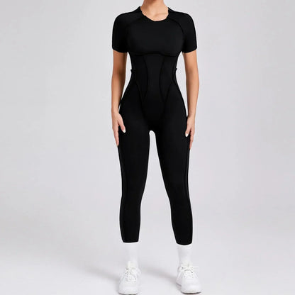 Women's High Elasticity Sports Bodysuit Kit Yoga Fitness Jumpsuit Open Back Hip-Lift Outdoors Gym Workout Sexy Fitness Outfit