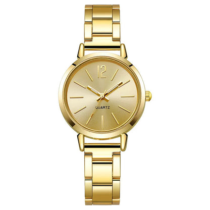 Fashion quartz watch for women's luxury watch, simple circular dial, stainless steel women's watch