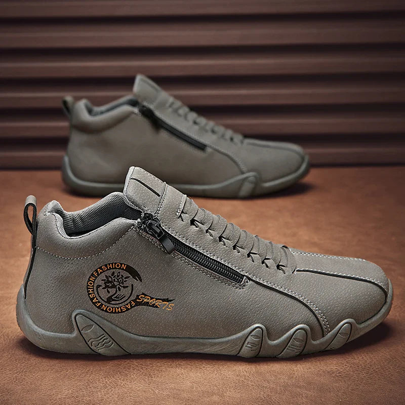 Men's Casual Shoes Side Zipper Short Boots Versatile Flats Bottom Trbottomyy Fashion Pu Leather Men's Shoes Spring Suitable for Outdoor Sports