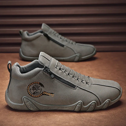 Men's Casual Shoes Side Zipper Short Boots Versatile Flats Bottom Trbottomyy Fashion Pu Leather Men's Shoes Spring Suitable for Outdoor Sports