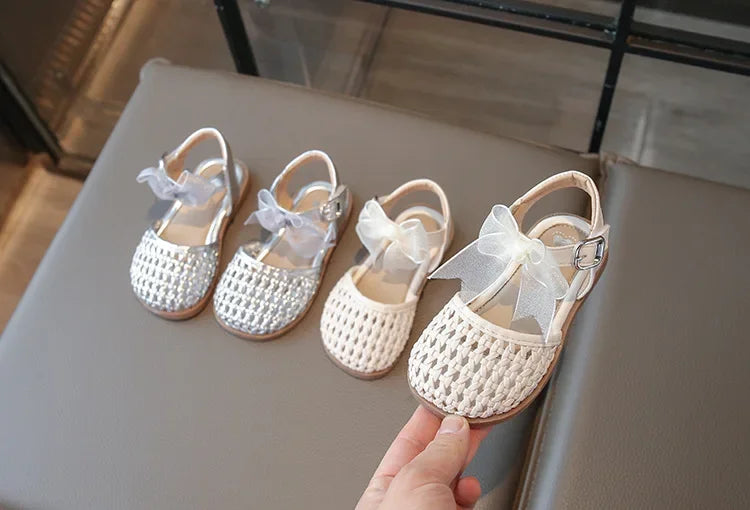Kids Girls Shoes Children's Woven Sandals New Summer Popular Roman Shoes Children's Soft-soled Princess Shoes