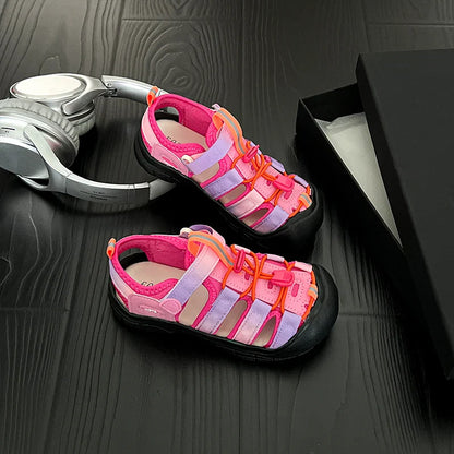 Summer Children Sandals Boys Girls Breathable Hollow Beach Shoes Baby Cute Print Sport Sandals