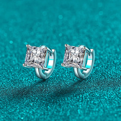 Princess Cut 1CT 2CT D Color Small Moissanite Hoop Earrings For Women s925 Silver Plated 18k Hook Earring Ear Buckle Gift