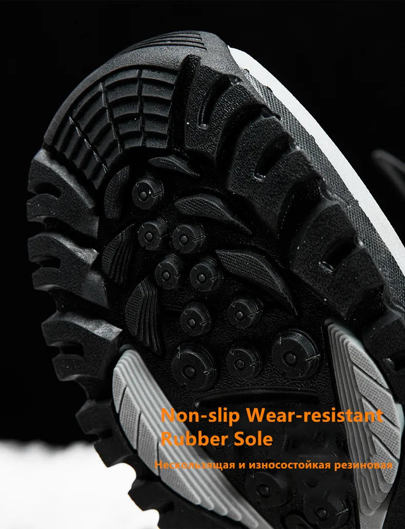Men's Winter Shoes Waterproof Men's Boots Warm Plush Couple Snow Boots Outdoor Non-slip Hiking Boots Men Work Ankle Boots