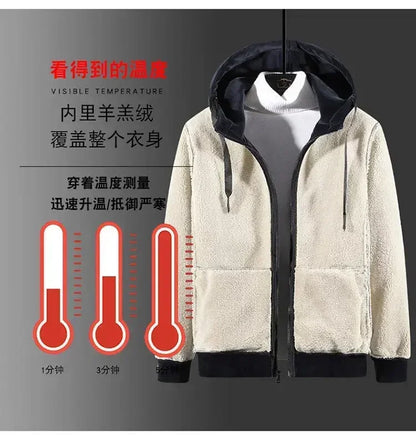 Men Sports Suits Tracksuit Sets Hoodies Casual Hooded Warm Sweatshirts+Pants Thicker Fleece New Jacket+Pants 2 Pieces Velvet Set