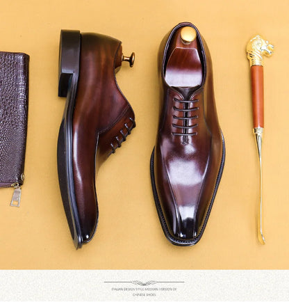 Italian Luxury High Quality Elegant Male Natural Genuine Leather Social Shoes Office Career Business Formal Solid Oxfords Shoes