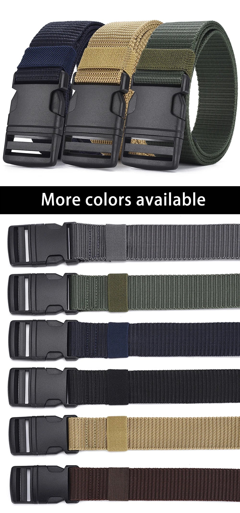 Men's Belt Without Metal Plastic Buckle Belt High Quality Canvas For Nylon Belt Tactical Belt Outdoor Woven Belt Neutral Belts