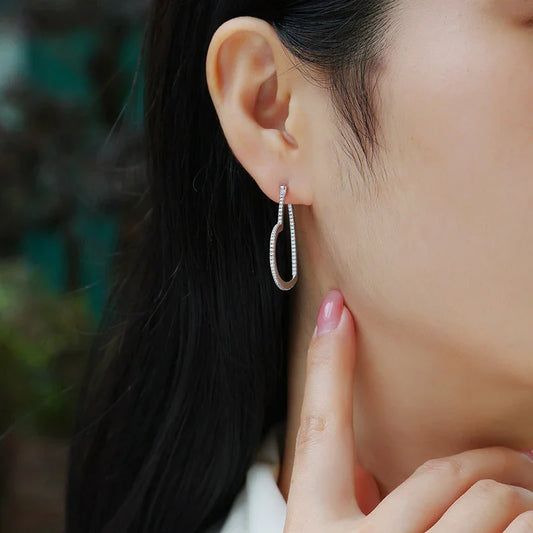 3.2CM Heart Moissanite Hoop Earrings for Women Classic Party Sparkling 925 Sterling Silver Earrings Wholesale Jewelry