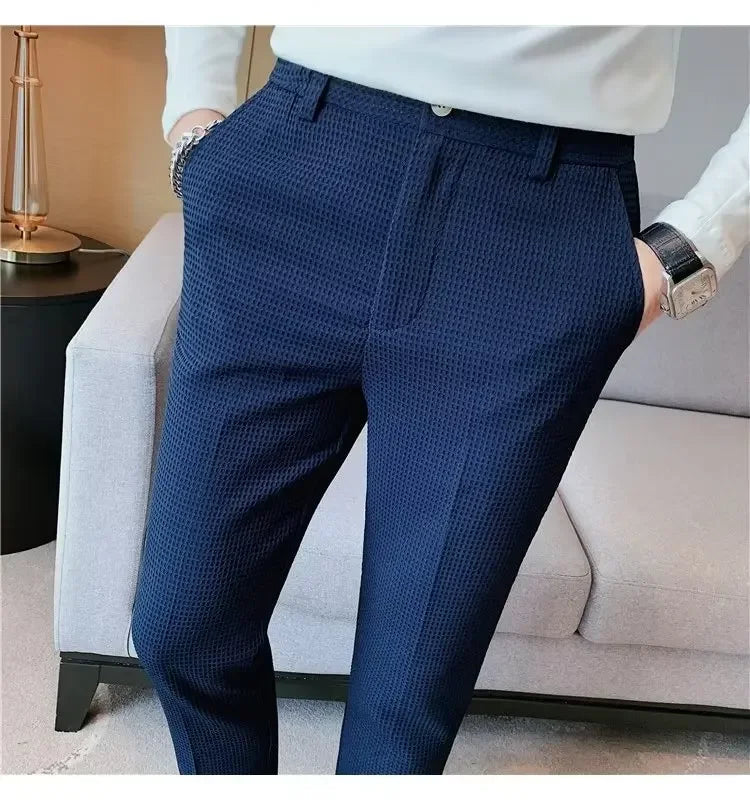 Spring Summer Men's Smart Casual Suit Pants Fashion Slim Fit Solid Color Youthful Vitality Suit Trousers Men Korean Dress Pants