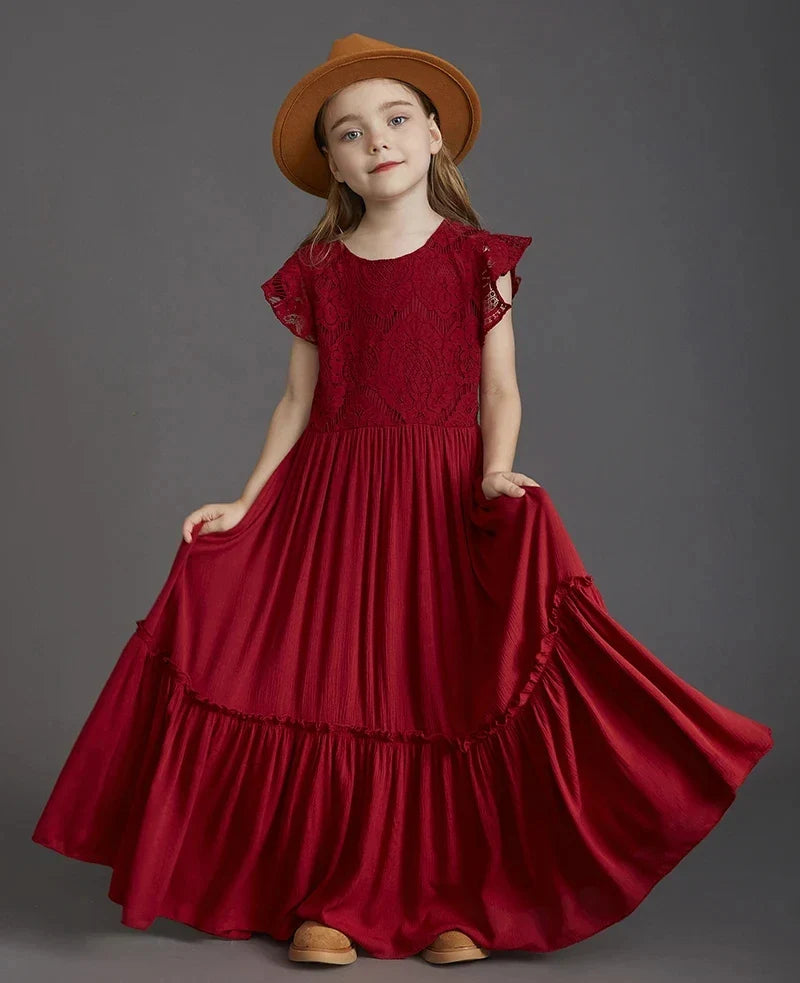 Summer Girls Lace Dresses Kids Flower Girl Wedding Princess Party Dress Vestidos Costume Children Clothing For 4-14Years