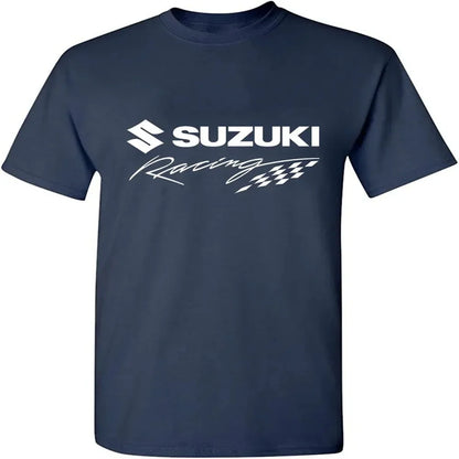High-quality Motorcycle Riding Print 100% Cotton Men T-shirt Summer Daily Outdoor Sports Casual Loose Street Short-sleeve