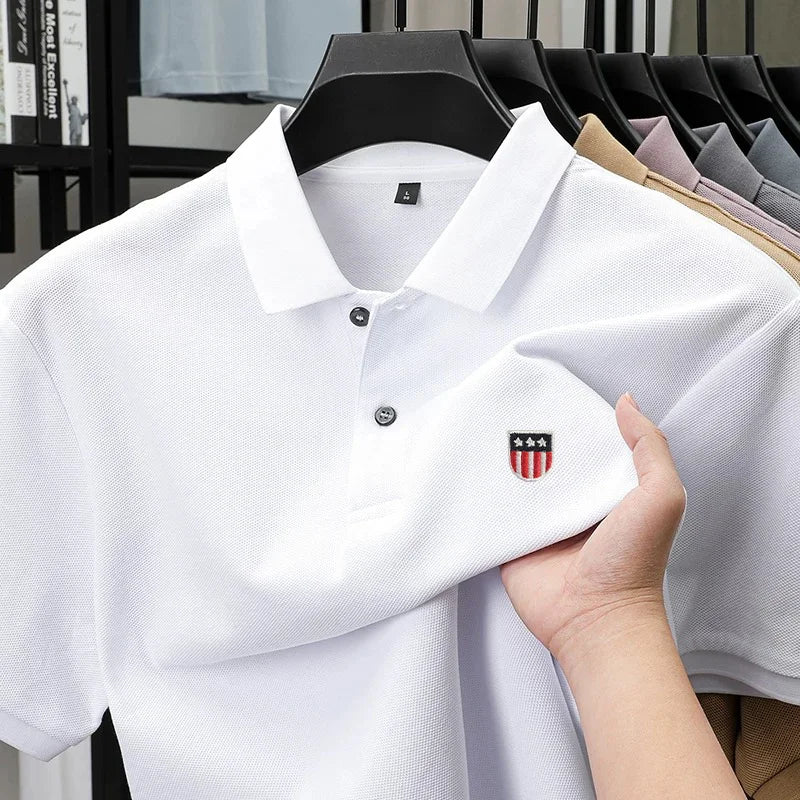 Luxury men's polo shirt brand embroidered short sleeved 100% cotton business casual skin friendly breathable summer new T-shirt