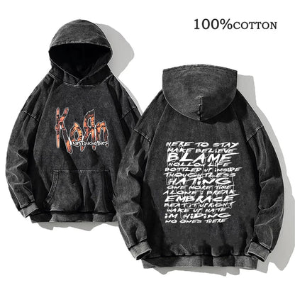 World Tour Hoodies Vintage Washed Men's Sweatshirts Cotton Hip Hop Streetwear Hooded Pullover Loose Y2K Tops