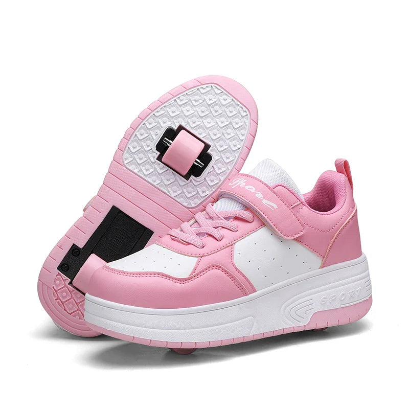 Ultra-Light Two Wheels Children's Sport Roller Skate Shoes For Kids Boys Girls Walking Running Sneakers Outdoor