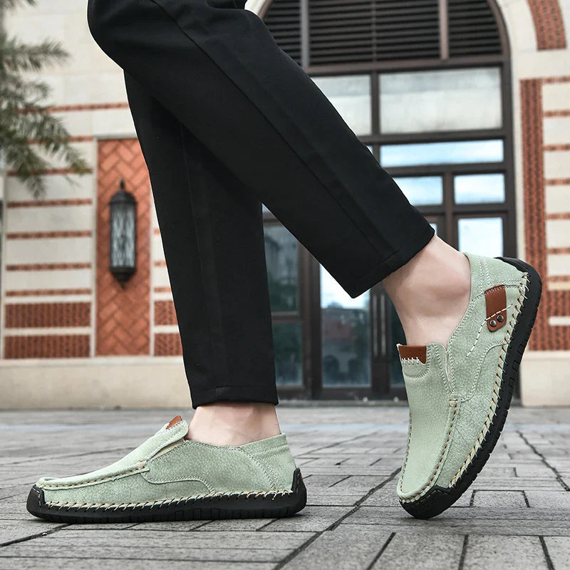 Handmade Leather Men Shoes Casual Comfortable Slip On Loafers Men Leather Shoes Flats Moccasins Walking Shoes